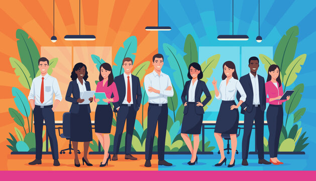 Confident diverse business team collaboration Professional corporate teamwork