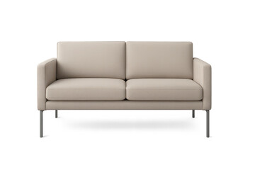 Modern two-seater sofa isolated on transparent background, minimalist design