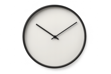 Modern minimalist clock isolated on transparent background, time concept design