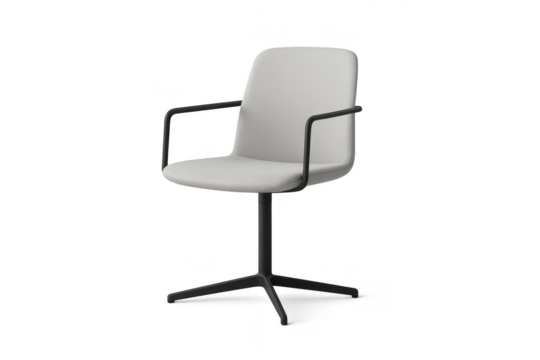 Modern light grey office chair isolated on transparent background, furniture