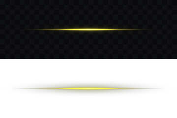 Yellow light rays, Neon line futuristic energy sign, Flare light, laser beam effect. Glowing Laser Beams png. Horizontal Rays of yellow light on transparent background. Isolated design elements PNG.