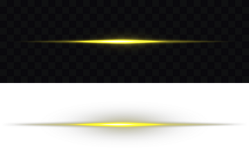Glowing Laser Beams png. Glowing horizontal gold light line with radiant shine and beam effect. Yellow light rays, Neon line futuristic energy sign, Flare light, laser beam effect. Glowing long line.