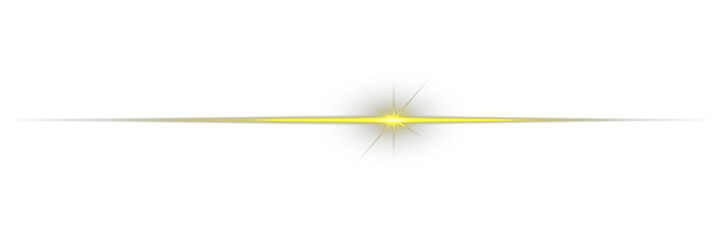 Glowing horizontal gold light line with radiant shine and beam effect. Glowing long line. Glowing...