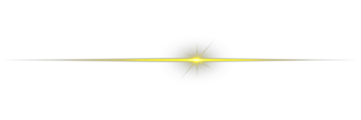Glowing horizontal gold light line with radiant shine and beam effect. Glowing long line. Glowing gold line, horizontal light rays, flash. Horizontal Rays of yellow light on transparent background.