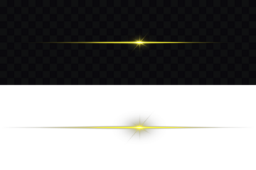 Glowing Laser Beams png. Glowing long line. Glowing horizontal gold light line with radiant shine and beam effect. Yellow light rays, Neon line futuristic energy sign, Flare light, laser beam effect.