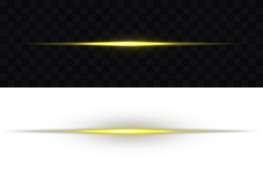 Glowing Laser Beams png. Glowing horizontal gold light line with radiant shine and beam effect. Yellow light rays, Neon line futuristic energy sign, Flare light, laser beam effect. Glowing long line.