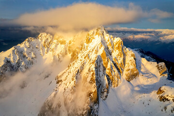 Pizzo Camino during a winter sunrise in Borno, Brescia province in Lombardy district, Italy.