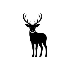 Black and white deer animal silhouette illustration
