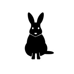 Black and white rabbit animal silhouette illustration