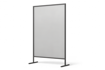 Clean, simple white display board, room divider isolated on transparent background.