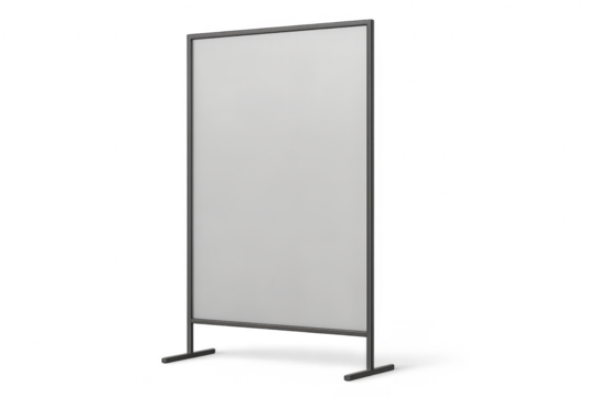 Clean, simple white display board, room divider isolated on transparent background.