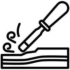 Chisel Black Outline Icon, Mini Illustration Relate To Carpentry, Wood Industry. Use For Modern Concept, Ui, Ux Web And App Development.