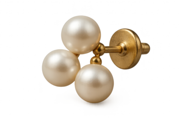 Elegant pearl and gold earring isolated on a transparent background, luxurious