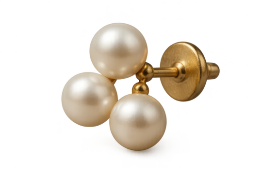 Elegant pearl and gold earring isolated on a transparent background, luxurious