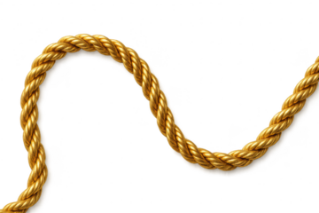 Detailed golden rope isolated on transparent background, nautical element