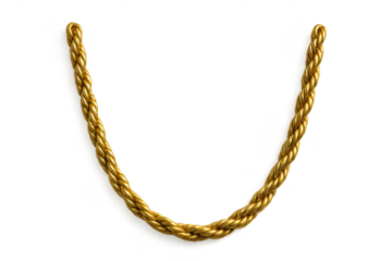 Shiny golden rope, jewelry chain isolated on transparent background element.