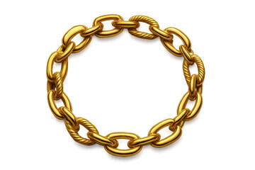 Fototapeta premium Shiny gold chain circle, cut out with transparent background for easy use