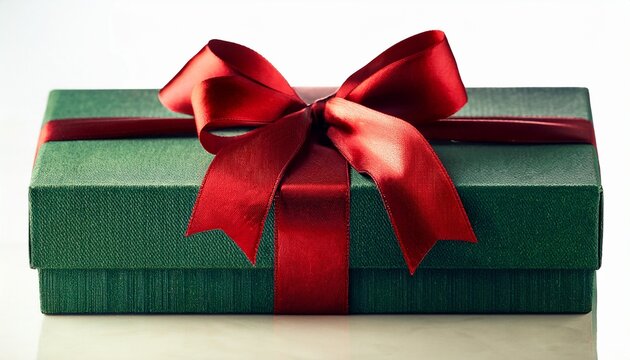 green gift box with red ribbon - Powered by Adobe