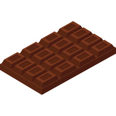Rich Dark Chocolate Bar With Deep Brown Hue And Textured Surface In Isometric View Isolated On White Background And Sharp Lighting