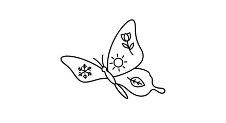 Butterfly with symbols of four seasons