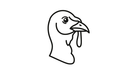 Simple line art illustration of a turkey head on white background.