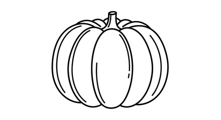 Simple Line Art Drawing of an Autumn Pumpkin