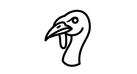 A hand-drawn illustration of a turkey on a white background.