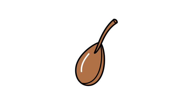 Illustration of a single flax seed on white background.