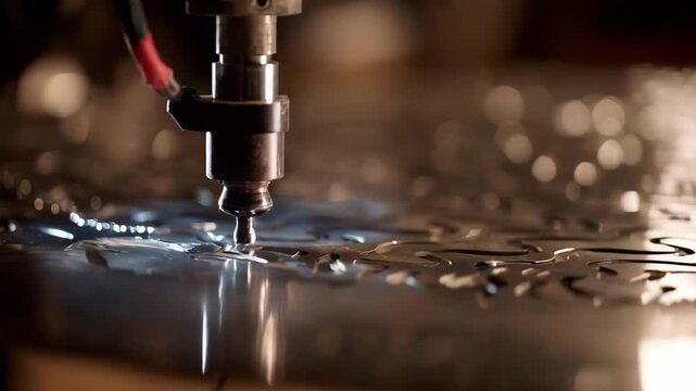 Medium view of detailed ornamental patterns being engraved on steel panels capturing the fusion of creativity and metal fabrication.