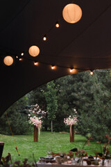Coziness and style. Modern event design. European traditional wedding ceremony decoration and...