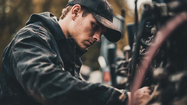 Rural die maintenance professional conducting routine checks and repairs on agricultural machinery dies supporting equipment reliability for farming tasks.