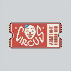 Pixel art illustration Circus Ticket. Pixelated Entertainment Ticket. Big Circus Ticket Icon pixelated for the pixel art game and icon for website and video game. old school retro.