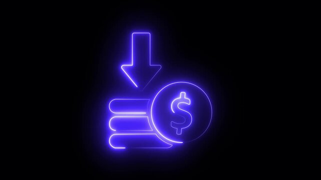 animated of cost symbol dollar increase and decrease icon, money, dollar sign with arrow down. Money loss concept. Business loss. Cash with down arrow stocks graph, concept of financial crisis, market