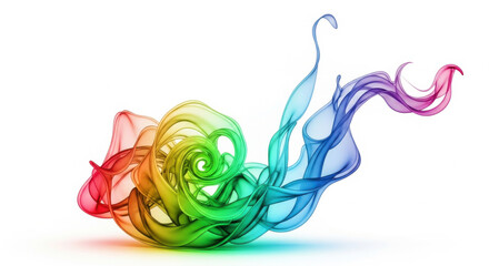 Vibrant 3D liquid smoke formation in swirling rainbow colors forming abstract geometric shapes