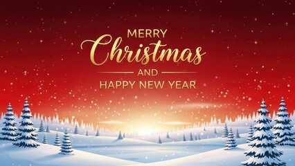 Merry Christmas and Happy New Year in a beautiful winter wonderland scene