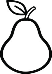 Simple Pear Fruit Outline Icon or Black Line Art Vector