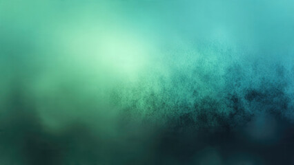 Fototapeta premium An abstract background featuring a vibrant teal-green gradient with a soft glowing highlight and subtle granular texture, fading to darker blue-green.