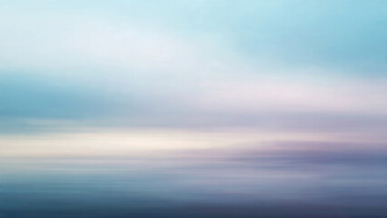 Softly blurred abstract horizon featuring serene pastel gradients of blues, purples, and whites, evoking a dreamy, tranquil seascape or sky.