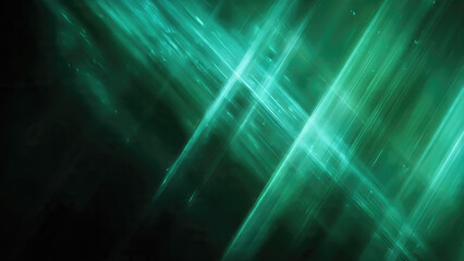 Abstract dark teal and green background featuring intersecting luminous light streaks, creating a dynamic, futuristic energy flow pattern.