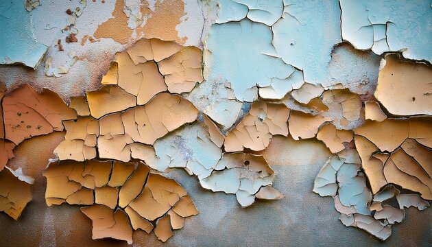 a textured wall with a cracked and peeling paint surface - Powered by Adobe