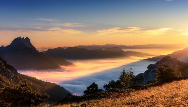 misty mountain landscape at sunrise