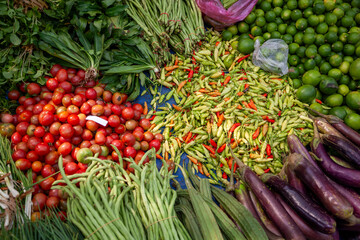 Fresh Produce for sale at a market stall in Luang Prabang, Laos