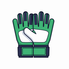 A pair of green and white goalkeeper gloves for soccer, shown as a flat vector illustration.