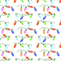 Pattern con luci di Natale colorate, illustrazione vettoriale isolata