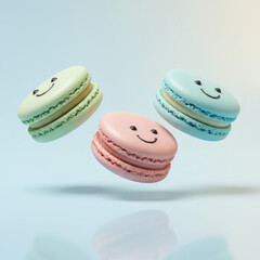 Floating Smiling Macarons Trio
