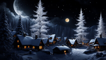 異世界の雪景色　AI生成素材