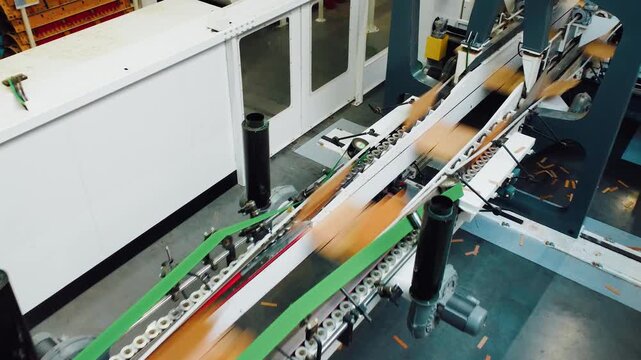 Speedy conveyor with sensors for efficient cardboard handling, Rapid industrial conveyor system equipped with sensors and guiding rollers for optimized cardboard processing and alignment