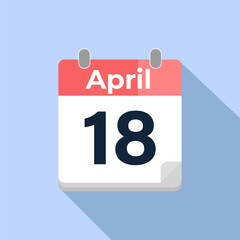 April 18 Vector Calendar
Modern flat color vector calendar with date