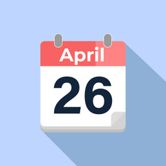 April 26 Vector Calendar
Modern flat color vector calendar with date