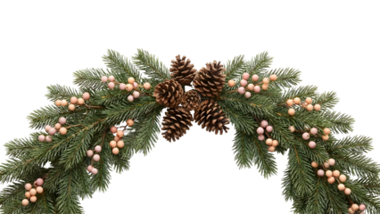 Festive Christmas garland with pine cones and berries for holiday decoration.